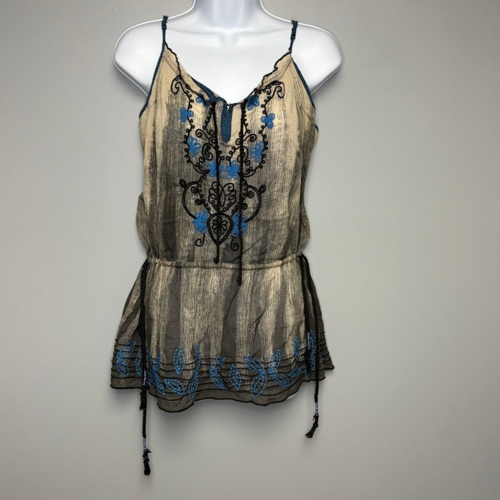 Free People Vampire Diaries Boho Whimsigoth Tunic Y2K Festival Embroider Sz 4‎